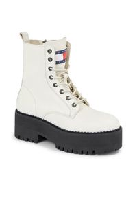 Tommy Jeans Botki Tjw Boot Zip Up EN0EN02305 Biały. Kolor: biały. Materiał: skóra