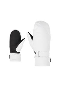 Ziener - Rękawice narciarskie damskie ZIENER Kisar Aquashield Mitten. Kolor: biały. Sezon: zima. Sport: narciarstwo