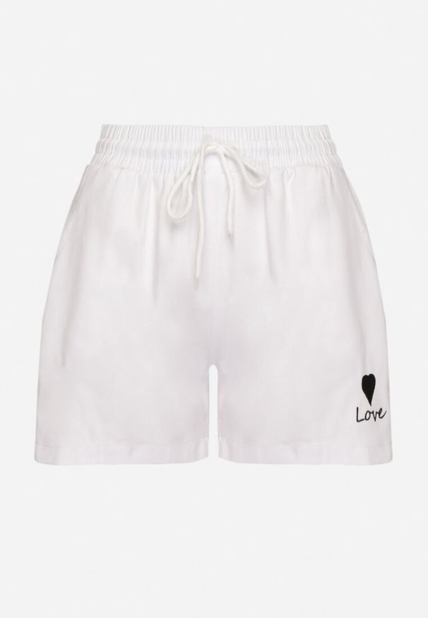 Born2be - Białe Dresowe Szorty o Prostym Kroju z Wiązaniem i Kieszeniami Foladea. Okazja: na spacer, na co dzień. Kolor: biały. Materiał: dresówka. Styl: klasyczny, casual