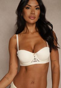 Renee - Jasnobeżowy Klasyczny Biustonosz Typu Balkonetka Doriesana. Kolor: beżowy. Materiał: jeans #4