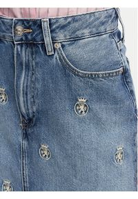 TOMMY HILFIGER - Tommy Hilfiger Spódnica jeansowa TH Crest Embroidery WW0WW50623 Niebieski Regular Fit. Kolor: niebieski. Materiał: bawełna #3