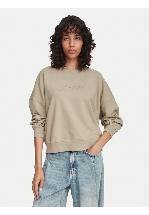 BOSS Bluza C_Ever_5 50565446 Beżowy ciemny Oversize. Kolor: beżowy. Materiał: bawełna