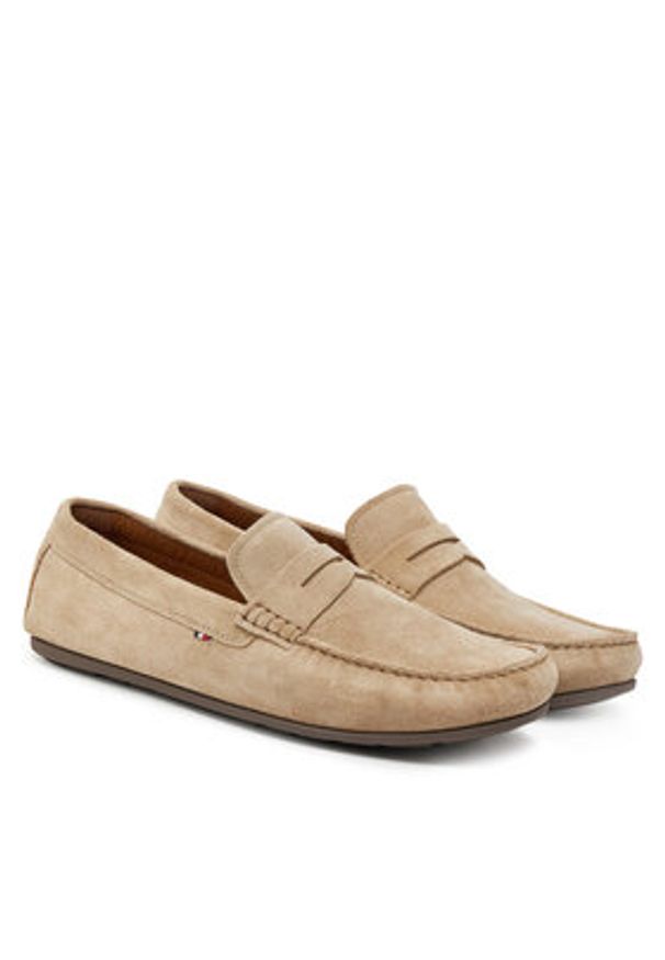 TOMMY HILFIGER - Tommy Hilfiger Mokasyny Casual Hilfiger Suede Driver FM0FM04998 Beżowy. Okazja: na co dzień. Kolor: beżowy. Materiał: zamsz, skóra. Styl: casual