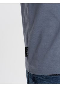 Ombre Clothing - Klasyczny T-shirt męski bawełniany BASIC - jeansowy V5 OM-TSBS-0146 - XXL. Materiał: jeans, bawełna. Styl: klasyczny #6
