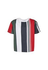 Urban Classics - Koszulka Chłopięca Block Stripe Heavyweight AllOver Print Oversized T-shirt. Kolor: niebieski, wielokolorowy, biały. Wzór: nadruk. Sport: turystyka piesza