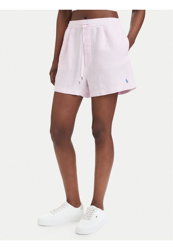 Polo Ralph Lauren Szorty materiałowe 211A12950007 Różowy jasny Relaxed Fit. Kolor: różowy. Materiał: len