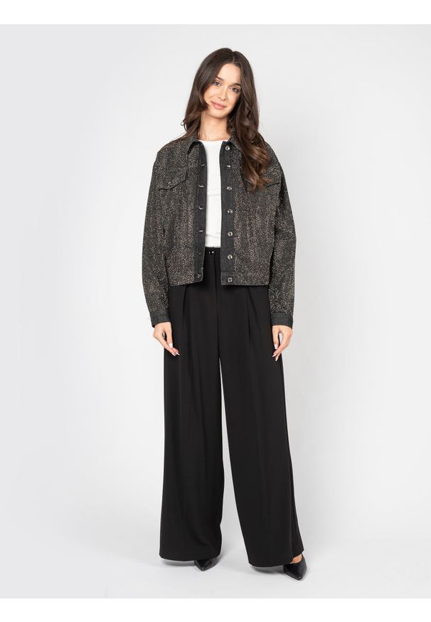 Patrizia Pepe Kurtka | 8O0089/D049 | Kobieta | Czarny. Kolor: czarny. Materiał: bawełna. Wzór: aplikacja. Styl: elegancki