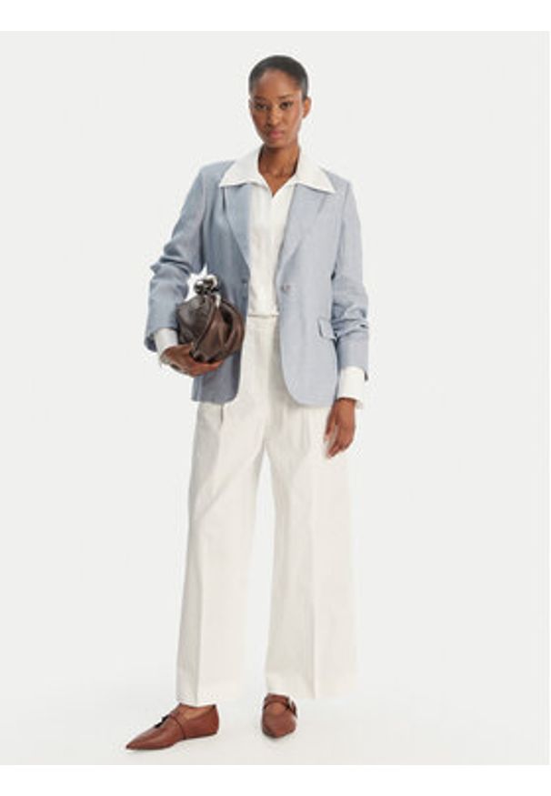 Weekend Max Mara Marynarka Nalut 2615041072 Błękitny Regular Fit. Kolor: niebieski. Materiał: len