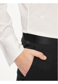 Karl Lagerfeld - KARL LAGERFELD Koszula 605008 Biały Slim Fit. Typ kołnierza: dekolt w karo. Kolor: biały. Materiał: bawełna