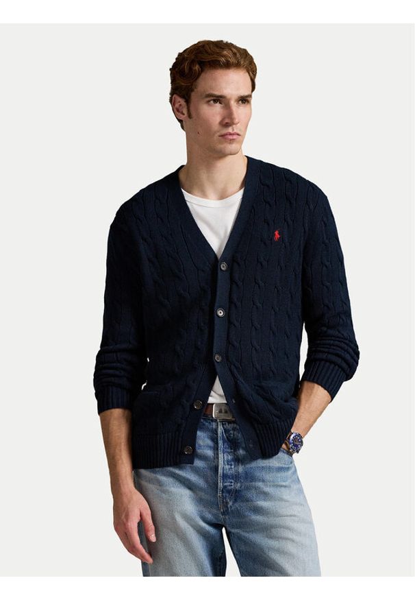 Polo Ralph Lauren Kardigan 710890548004 Granatowy Regular Fit. Typ kołnierza: polo. Kolor: niebieski. Materiał: bawełna