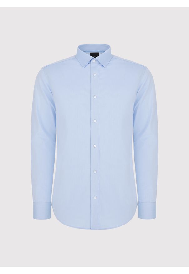 Pako Lorente - PAKO LORENTE - Niebieska koszula męska. Kolor: niebieski, oliwkowy. Materiał: bawełna, elastan. Długość rękawa: długi rękaw. Długość: długie. Sezon: jesień