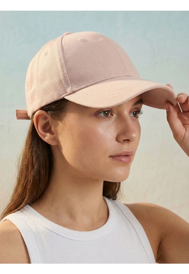 Sinsay - Bawełniana czapka z daszkiem - beżowy. Kolor: beżowy. Materiał: bawełna