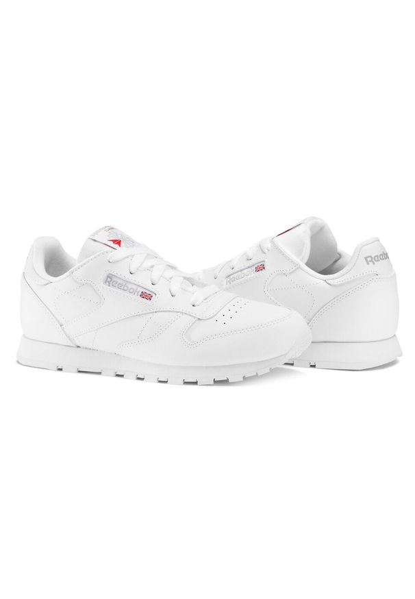 Buty do chodzenia dla dzieci Reebok Classic Leather. Zapięcie: sznurówki. Kolor: biały. Materiał: tkanina, materiał, skóra, syntetyk. Szerokość cholewki: normalna. Model: Reebok Classic. Sport: turystyka piesza