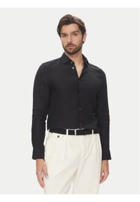 Marc O'Polo Koszula 524 7428 42460 Czarny Shaped Fit. Typ kołnierza: polo. Kolor: czarny. Materiał: len