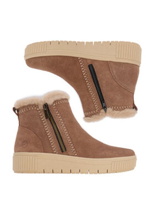 Remonte Botki CEO-D3B70-20 Brązowy. Kolor: brązowy. Materiał: zamsz, skóra