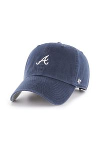 47 Brand - 47brand czapka Atlanta Braves kolor granatowy z aplikacją. Kolor: niebieski. Wzór: aplikacja