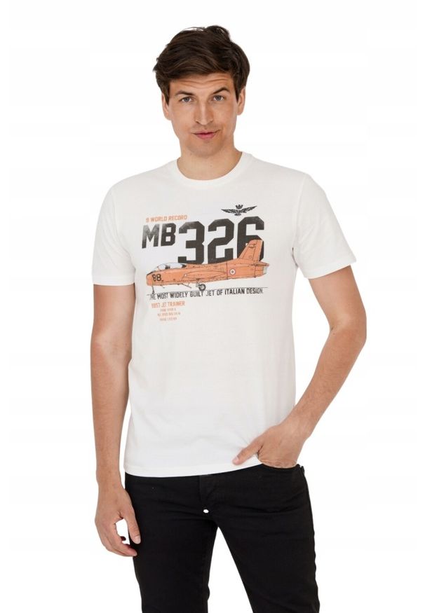 Aeronautica Militare - AERONAUTICA MILITARE Biały bawełniany t-shirt męski, Rozmiar XXL. Kolor: biały. Materiał: bawełna. Długość rękawa: krótki rękaw. Długość: krótkie