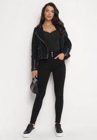 Born2be - Czarne Jeansy Skinny Push Up Amariah. Okazja: na co dzień, na spotkanie biznesowe. Kolor: czarny. Wzór: aplikacja. Styl: biznesowy, elegancki, casual #5