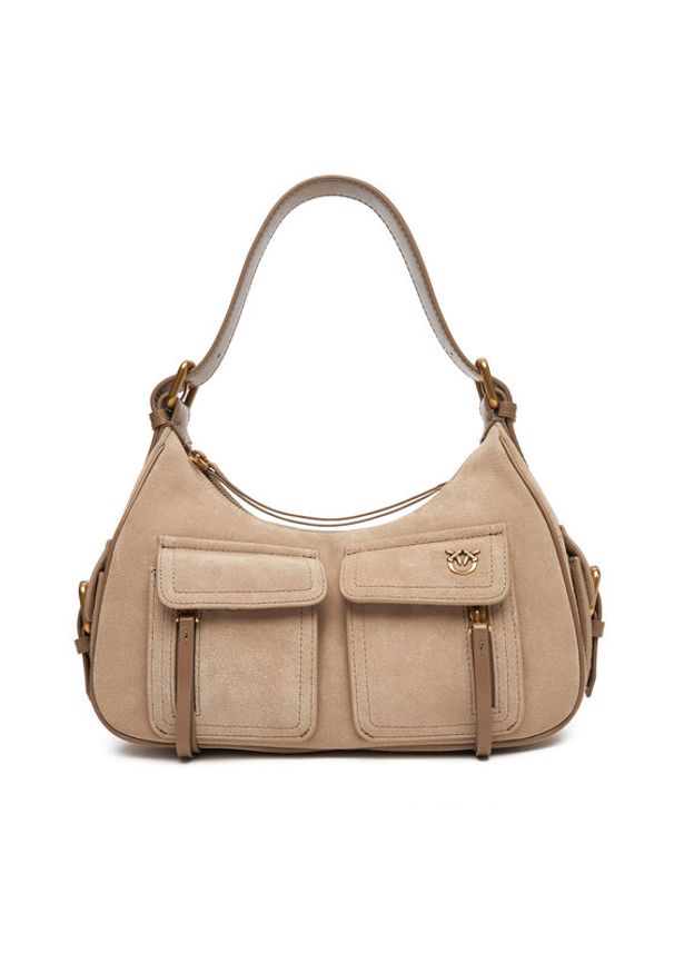 Pinko - PINKO Torebka Cargo Bag Classic PE 25 PLTT 102794 A29N Beżowy. Kolor: beżowy. Materiał: skórzane, zamszowe