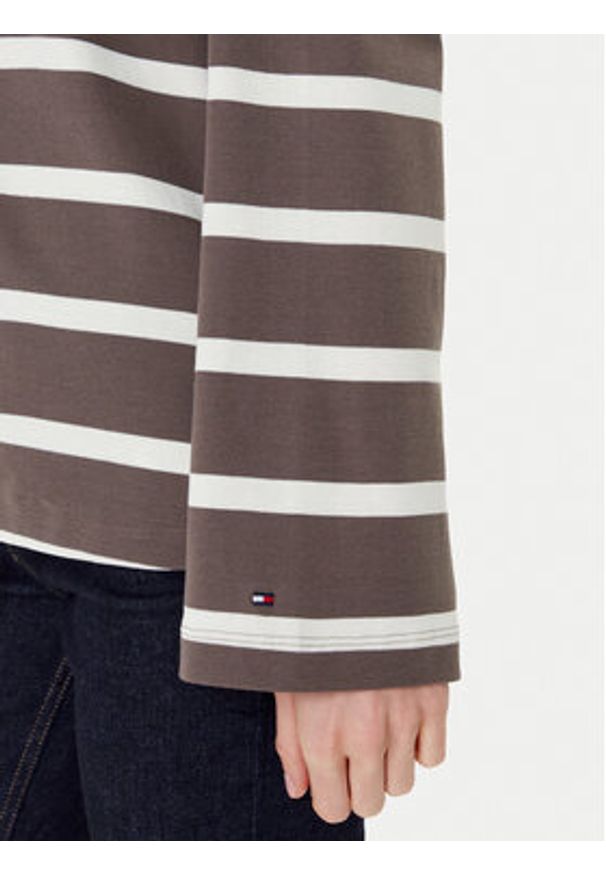 TOMMY HILFIGER - Tommy Hilfiger Bluzka Gold Button WW0WW45760 Brązowy Relaxed Fit. Kolor: brązowy. Materiał: bawełna