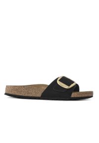 Klapki damskie Birkenstock Madrid Big Buckle. Kolor: czarny. Materiał: skóra