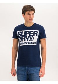 Superdry T-Shirt M1000003A Granatowy Regular Fit. Kolor: niebieski. Materiał: bawełna