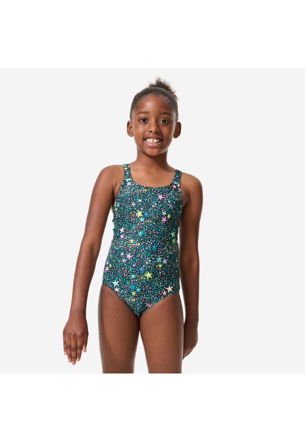 Strój jednoczęściowy pływacki dla dzieci Decathlon Vega Magic. Kolor: żółty. Materiał: poliester, elastan, materiał