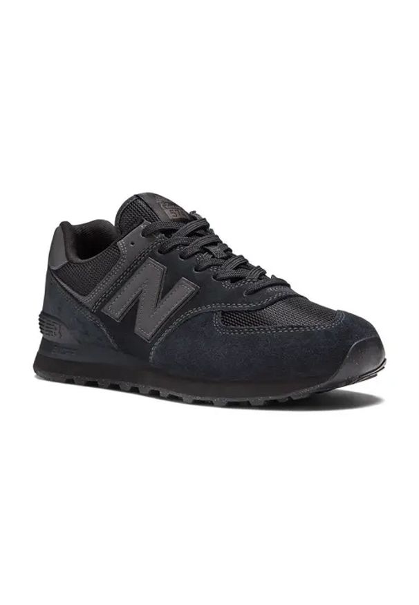 Sneakersy męskie czarne New Balance ML574EVE. Okazja: do pracy, na co dzień, na spacer. Kolor: czarny. Model: New Balance 574. Sport: turystyka piesza