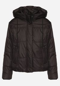 Born2be - Czarna Pikowana Kurtka z Kapturem i Lekkim Ociepleniem Ninirila. Okazja: na spacer. Typ kołnierza: kaptur. Kolor: czarny. Materiał: jeans. Długość: krótkie. Styl: klasyczny, elegancki #3