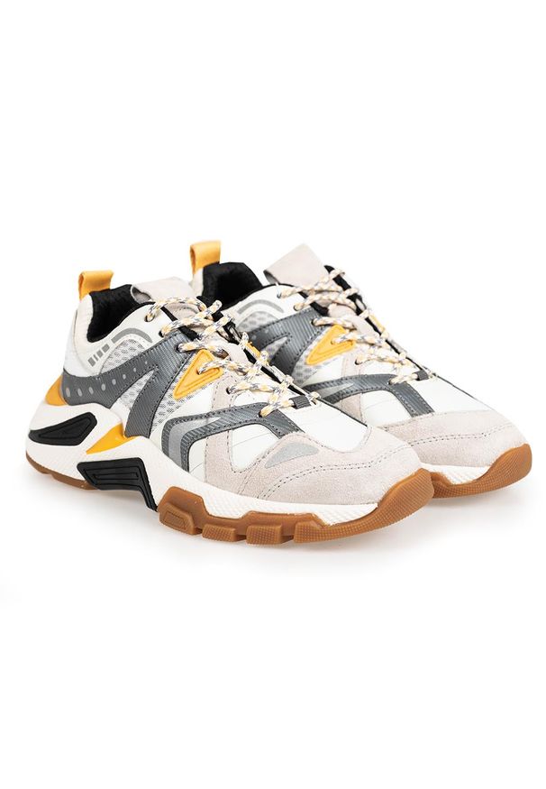Geox Sneakersy "T01 A" | T94BTA 01422 | T01 A | Kobieta | Biały, Żółty. Kolor: biały, wielokolorowy, żółty. Materiał: materiał, skóra