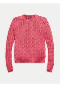 Polo Ralph Lauren Sweter 211935303001 Różowy Slim Fit. Typ kołnierza: polo. Kolor: różowy. Materiał: bawełna #4