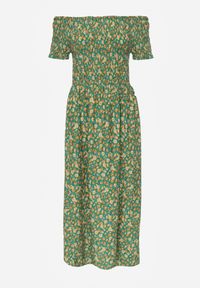 Renee - Zielona Sukienka z Wiskozy Tariya. Typ kołnierza: dekolt hiszpanka. Kolor: zielony. Materiał: wiskoza. Wzór: kwiaty, aplikacja, nadruk, gładki. Styl: boho. Długość: maxi #8