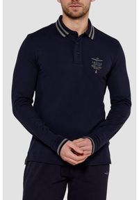 Aeronautica Militare - AERONAUTICA MILITARE Granatowy męski longsleeve polo Frecce Tricolori, Rozmiar 3XL. Typ kołnierza: polo. Kolor: niebieski. Materiał: bawełna. Długość rękawa: długi rękaw