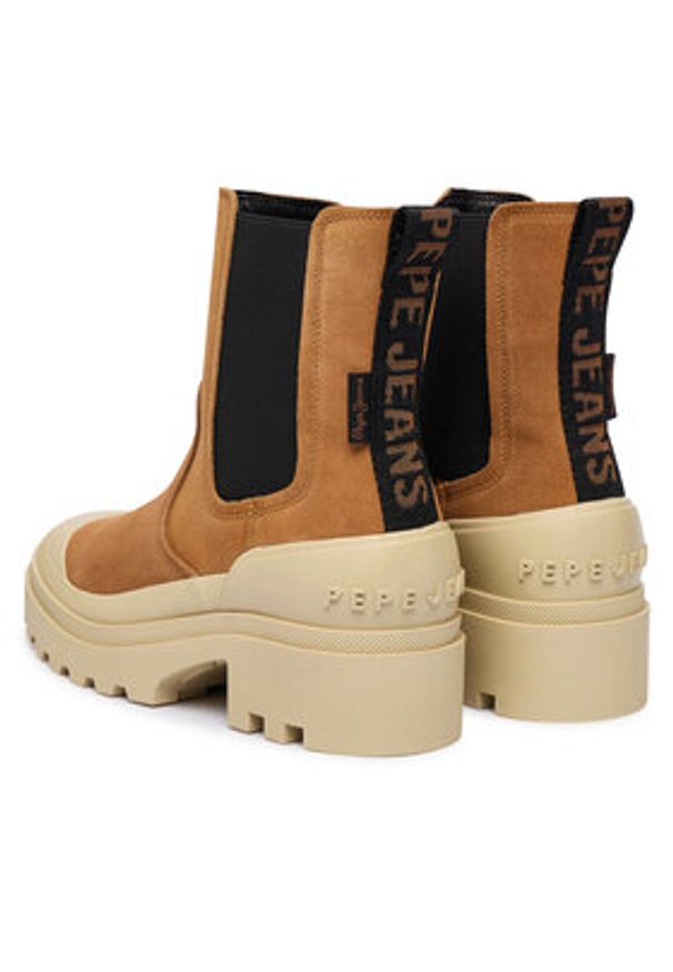 Pepe Jeans Sztyblety Hale Chelsea W PLS500005 Brązowy. Kolor: brązowy. Materiał: skóra, zamsz