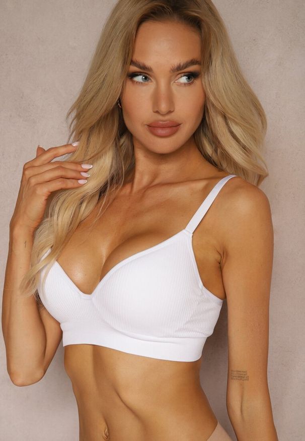 Renee - Biały Gładki Biustonosz Sportowy z Regulacją Ramiączek Irissaia. Kolor: biały. Wzór: gładki