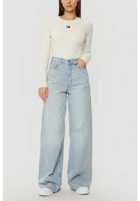 Tommy Jeans - TOMMY JEANS Beżowy damski longsleeve, Rozmiar S. Kolor: beżowy. Długość rękawa: długi rękaw #2