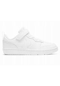 Nike - Buty na co dzień dziecięce NIKE COURT BOROUGH LOW na rzepy skóra. Okazja: na co dzień. Zapięcie: rzepy. Kolor: biały. Materiał: skóra. Model: Nike Court. Sport: turystyka piesza