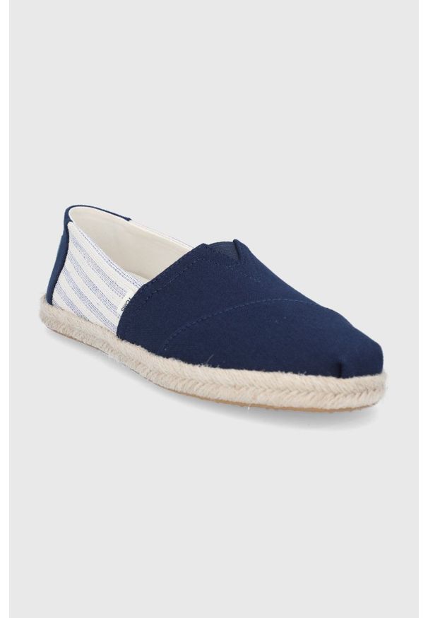 Toms Espadryle University Stripes kolor granatowy. Kolor: niebieski