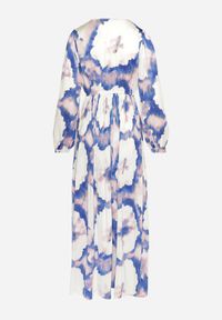 Born2be - Beżowo-Fioletowa Satynowa Sukienka Maxi Rozkloszowana z Guzikami Ulrina. Kolor: beżowy. Materiał: satyna. Styl: elegancki. Długość: maxi #2