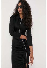 Karl Lagerfeld sukienka bawełniana kolor czarny maxi dopasowana. Kolor: czarny. Materiał: bawełna. Typ sukienki: dopasowane. Długość: maxi #4