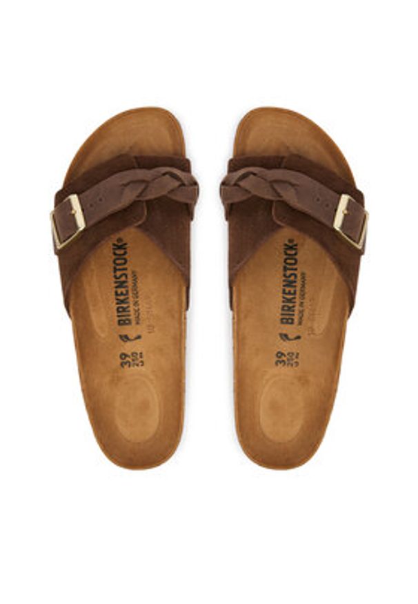 Birkenstock Klapki Oita Braided 1031734 Brązowy. Kolor: brązowy. Materiał: skóra, zamsz