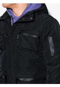 Ombre Clothing - Kurtka męska zimowa C450 - czarna - XXL. Kolor: czarny. Materiał: poliester. Wzór: aplikacja. Sezon: zima #7