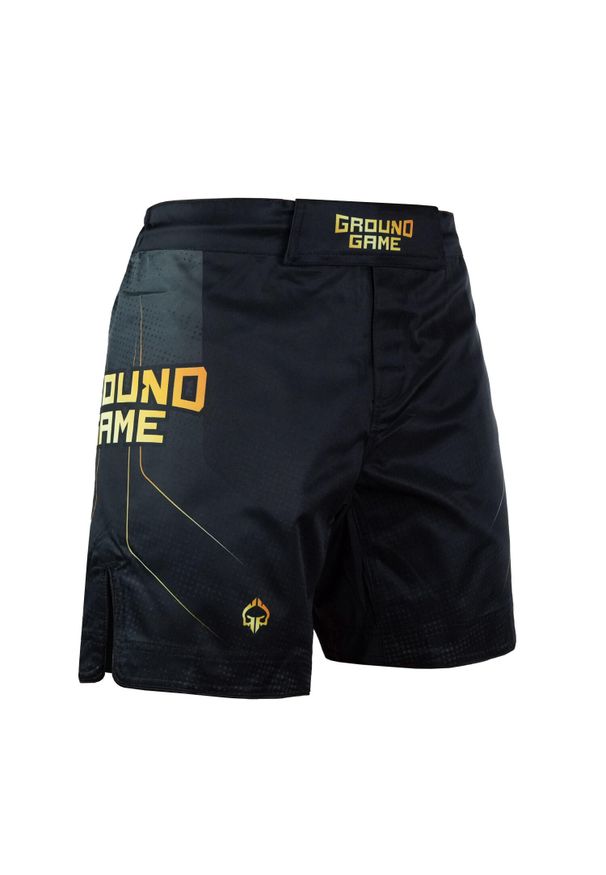 GROUND GAME - Spodenki do MMA i BJJ Ground Game Gold 2.0 męskie. Kolor: czarny, wielokolorowy, żółty. Długość: krótkie