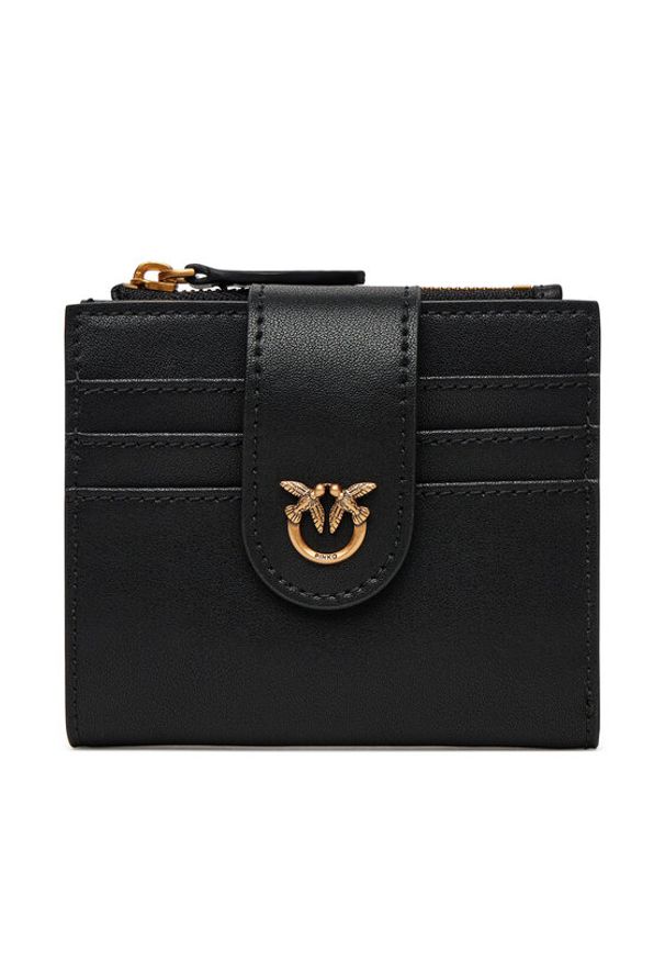 Pinko - PINKO Mały Portfel Damski Multi Purpose Wallet 103610 A0F1 Czarny. Kolor: czarny. Materiał: skóra