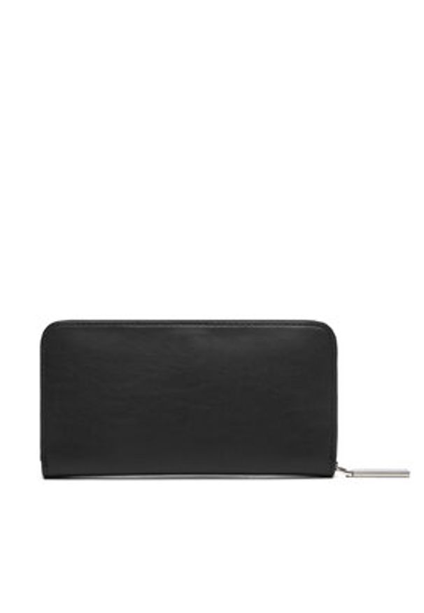 Calvin Klein Duży Portfel Damski Ck Re-Lock Large Zip Around LV04F1034G Czarny. Kolor: czarny. Materiał: skóra