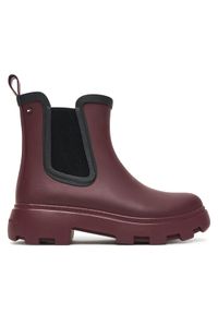 TOMMY HILFIGER - Tommy Hilfiger Kalosze Flag Ankle Warm Lining FW0FW08974 Bordowy. Kolor: czerwony. Materiał: kauczuk