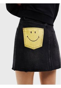 Desigual Spódnica jeansowa SMILEY 22WWFD22 Czarny Regular Fit. Kolor: czarny. Materiał: bawełna