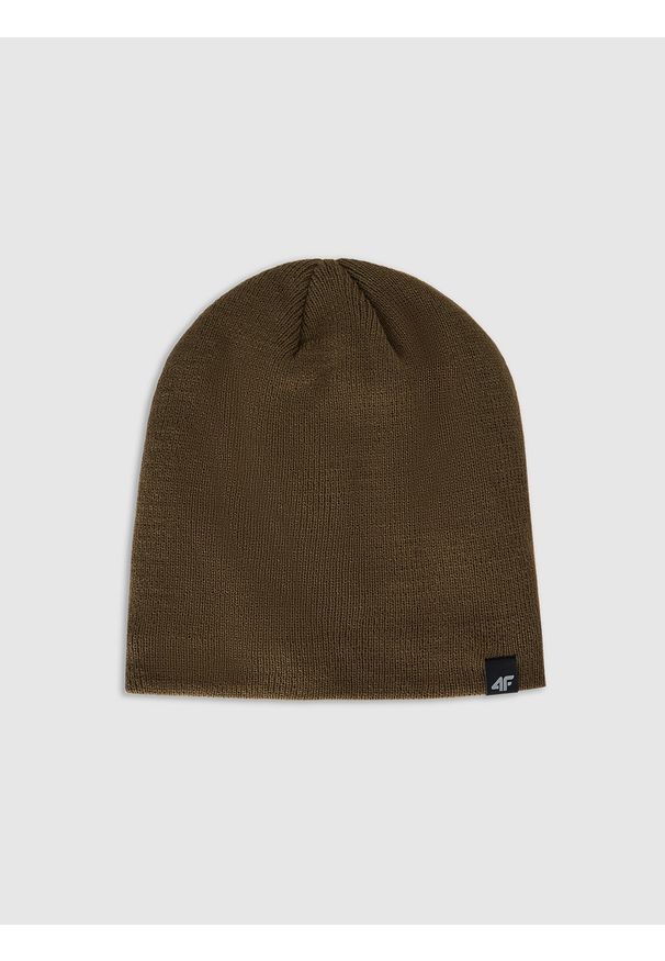 4f - 4F Czapka zimowa męska - khaki L. Kolor: oliwkowy, brązowy, wielokolorowy. Materiał: skóra, syntetyk, materiał. Sezon: zima. Styl: casual