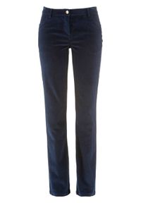 Spodnie sztruksowe ze stretchem Straight bonprix ciemnoniebieski. Stan: obniżony. Kolor: niebieski. Materiał: sztruks, bawełna, materiał, elastan #1