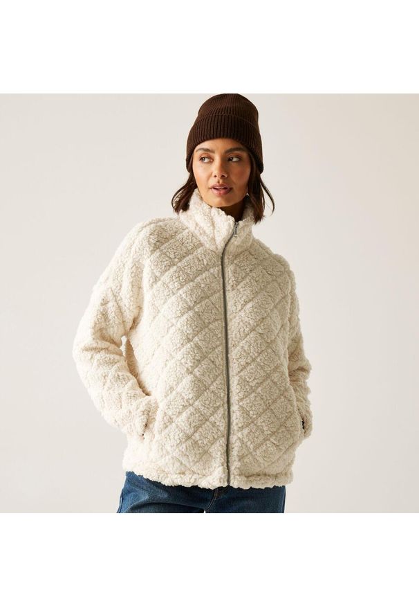 Regatta - Polar damski rozsuwany Alaiya. Kolor: beżowy. Materiał: polar. Wzór: ze splotem. Sport: turystyka piesza
